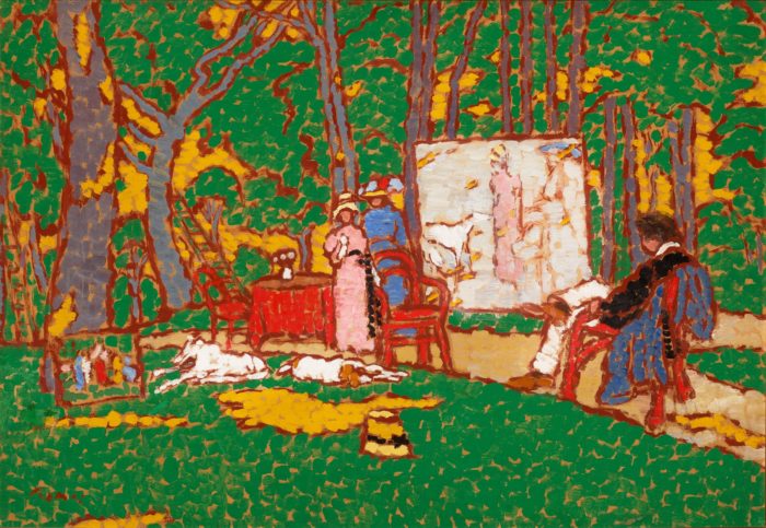 Rippl-Rónai József: Parkban festem Lazarine-t és Anellát, Hepiéknek melegük van, 1910–1911