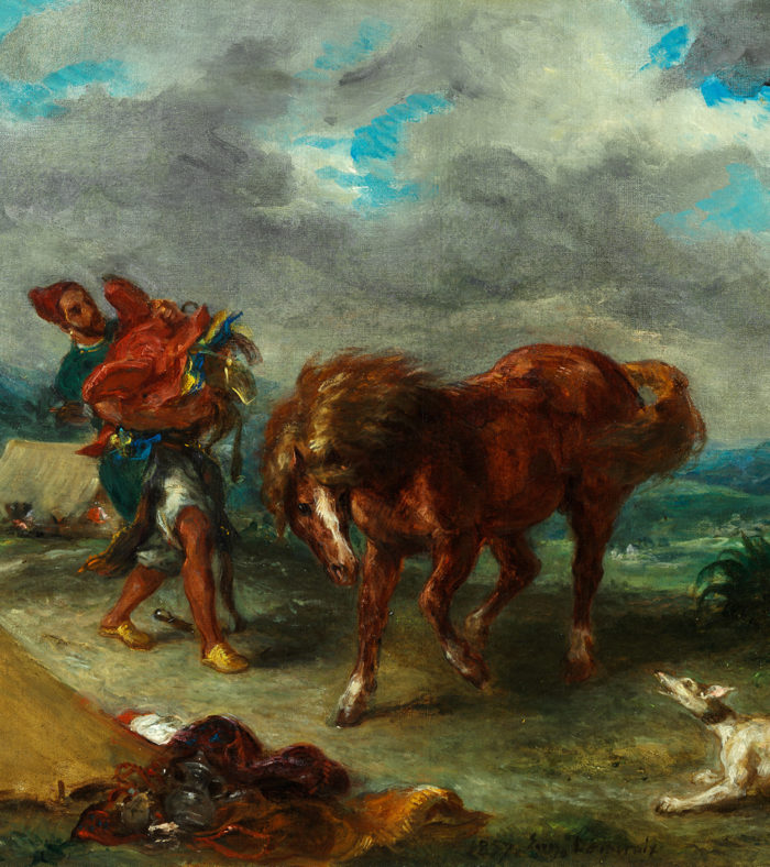 Eugène Delacroix: Arab férfi a lovát nyergelni készül