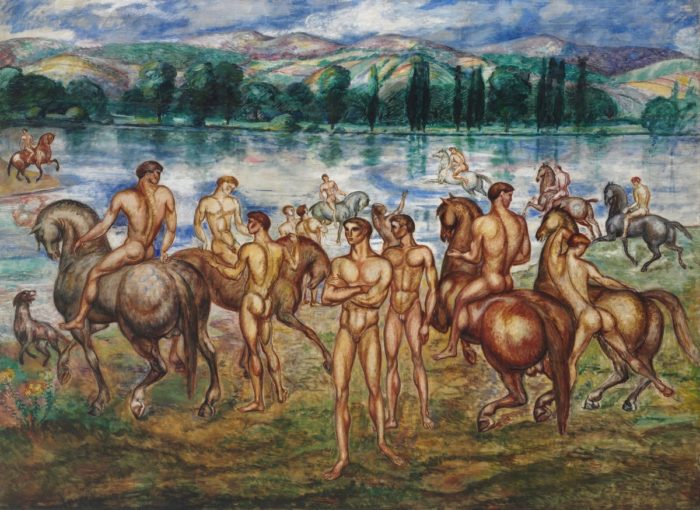 Kernstock Károly: Lovasok a vízparton, 1910